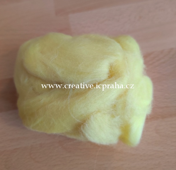 ovčí rouno Merino na plstění 20g - žlutá